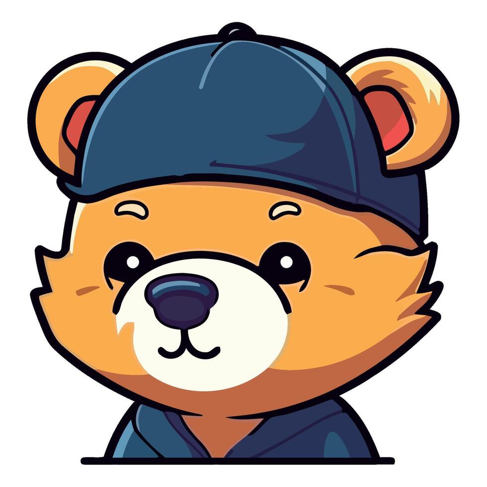 A cartoon bear wearing a baseball cap vector