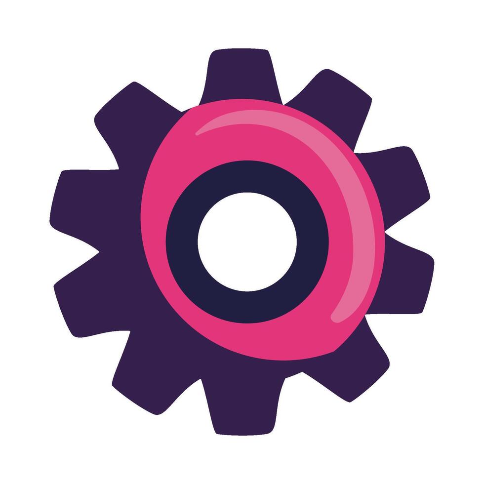 A purple and pink gear wheel with a pink center vector