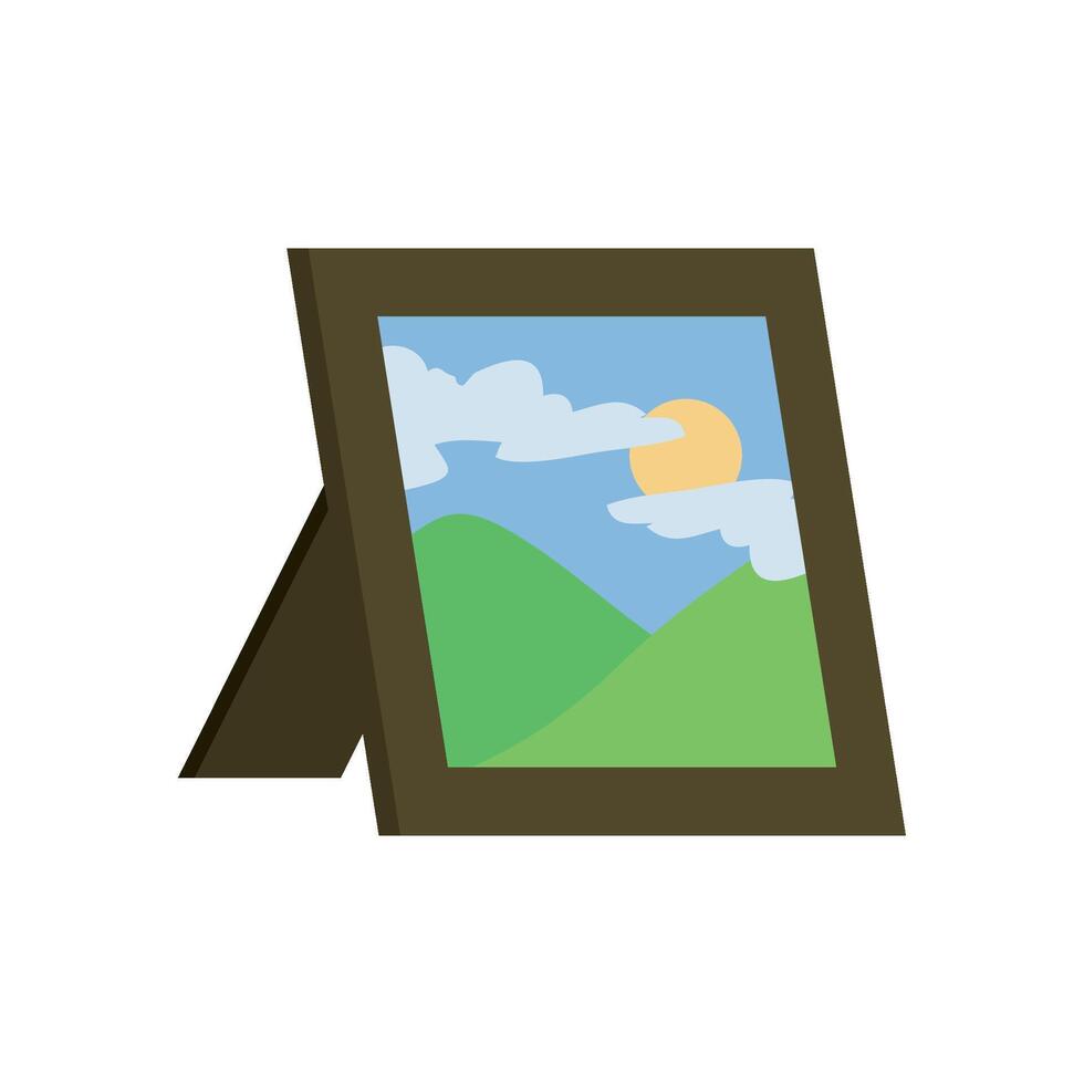 Picture frame with landscape and clouds illustration vector