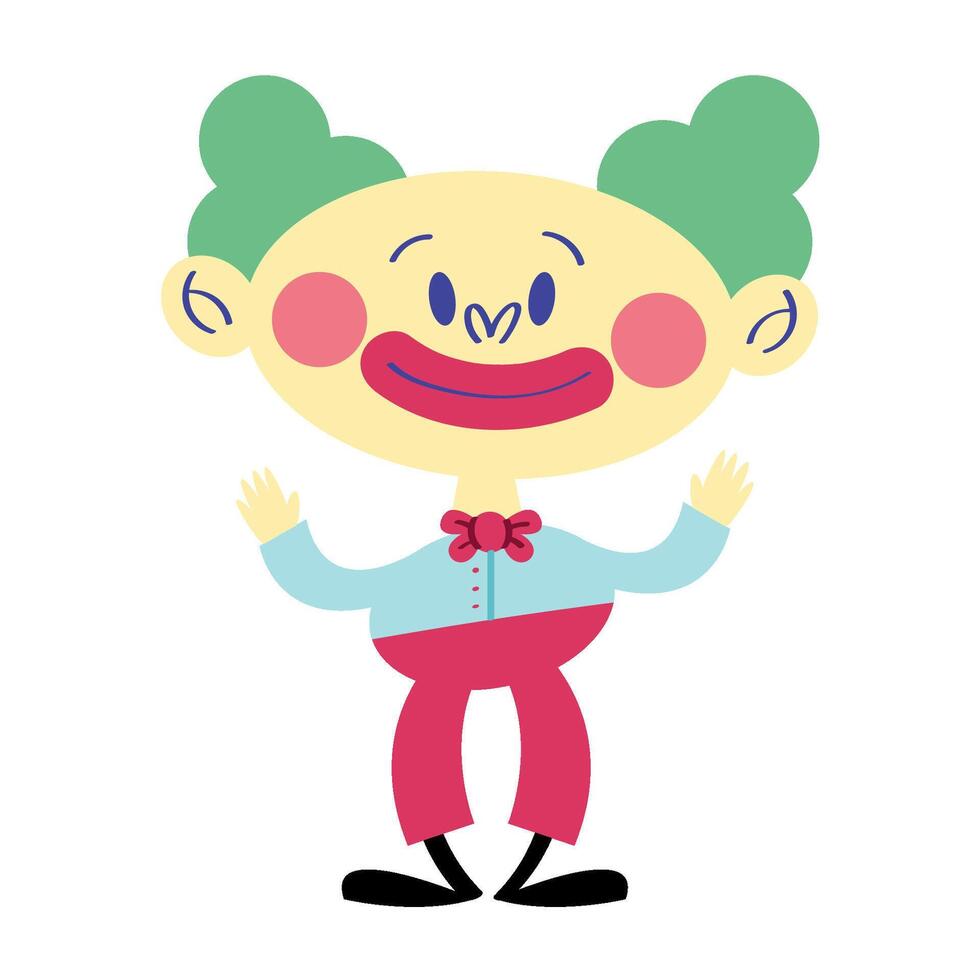 Cartoon clown with red pants and green hair vector