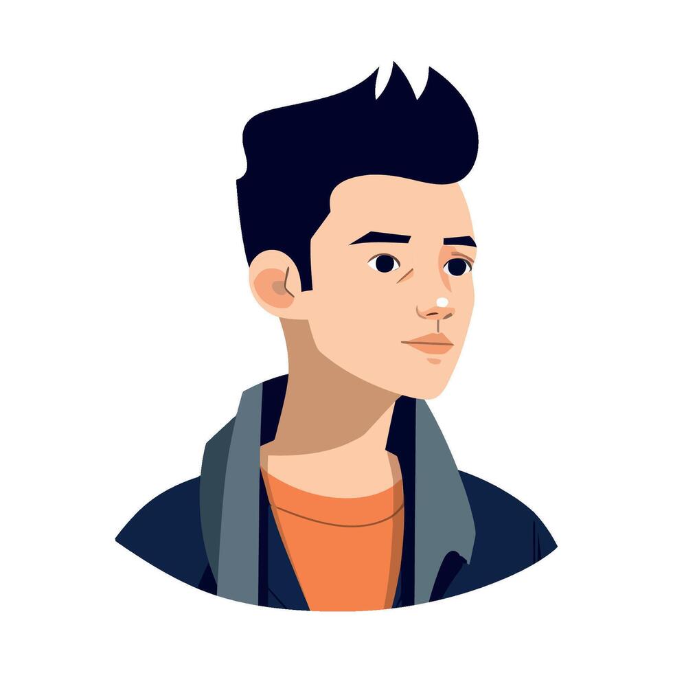 A man with a black hair and a blue jacket vector