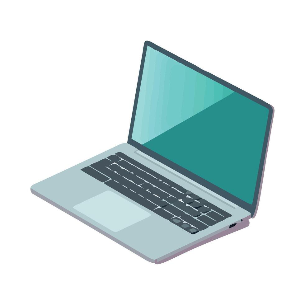 An open laptop computer on a white background vector