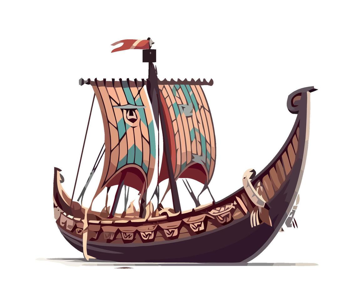 An illustration of a viking ship vector