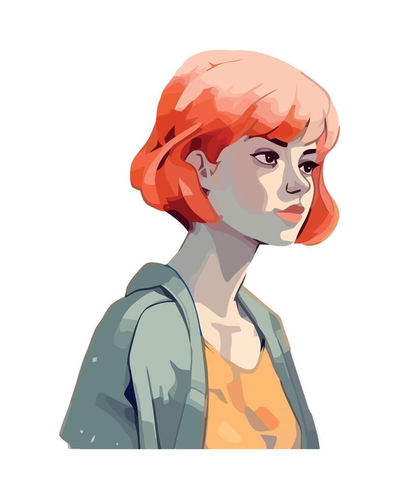 A digital painting of a woman with red hair vector