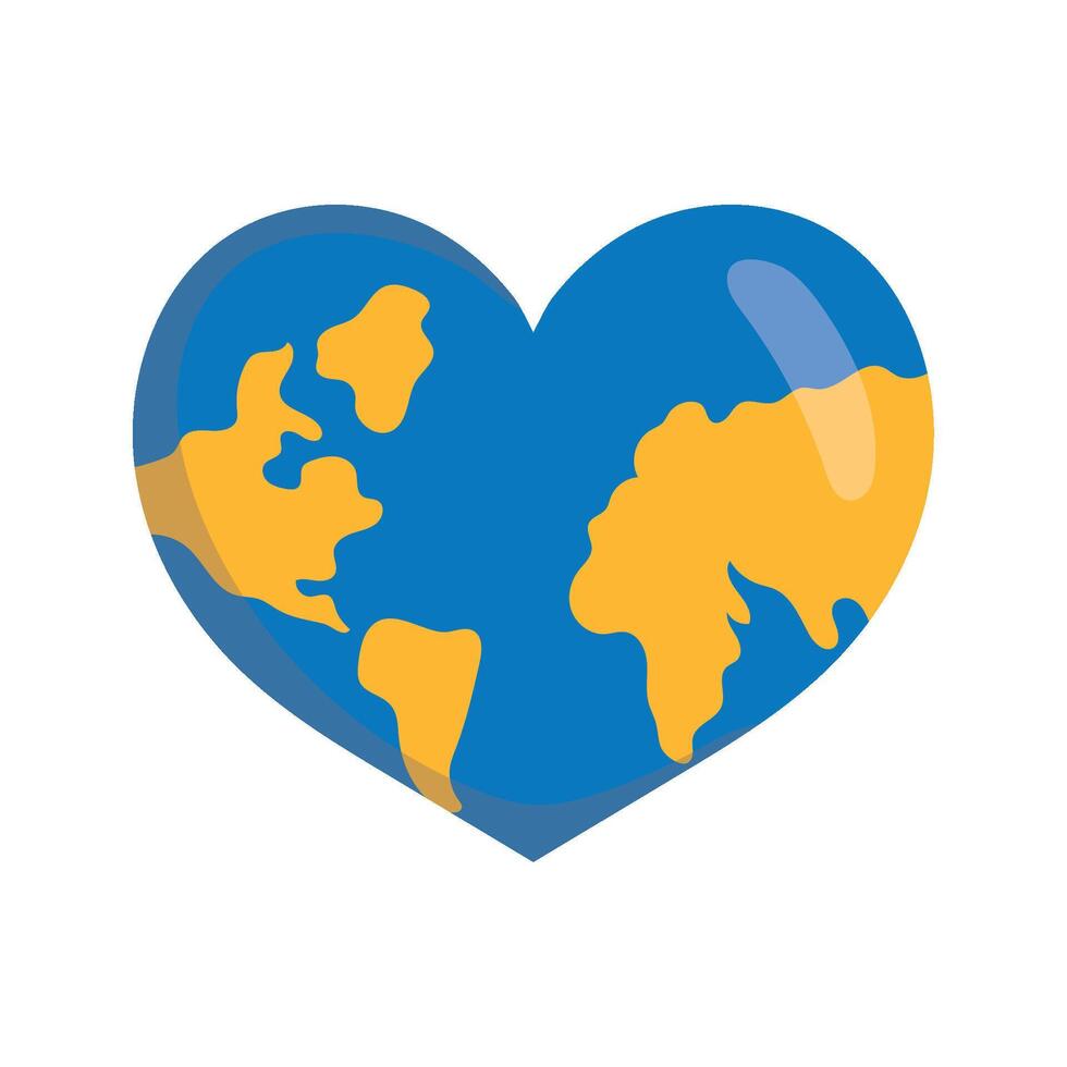 World map in heart shape illustration vector