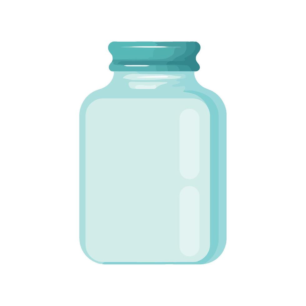 A blue glass jar with a lid on a white background vector