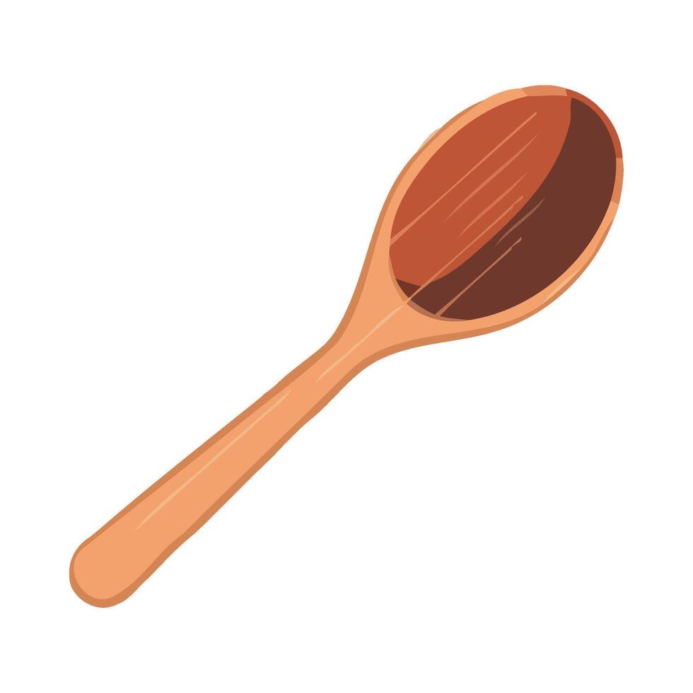 Wooden spoon with brown liquid in it illustration vector