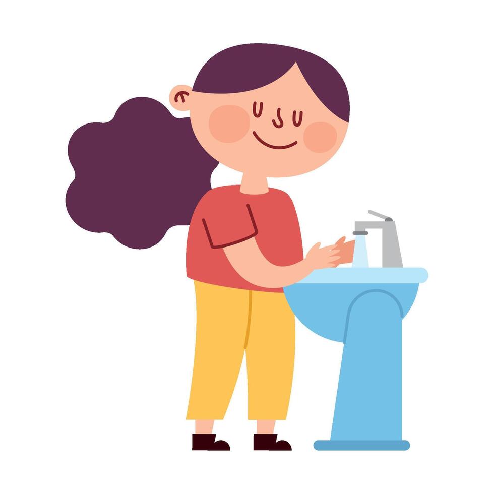 A woman washing her hands in the sink vector