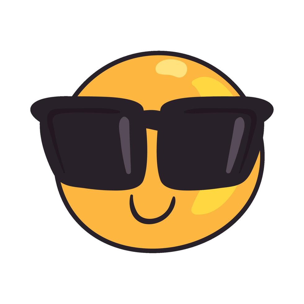 A cartoon smiley face wearing sunglasses vector