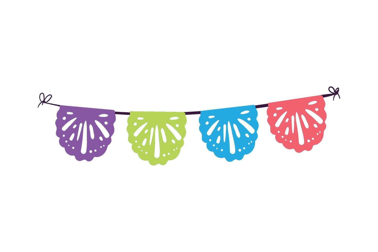 Colorful paper flags hanging on a string vector