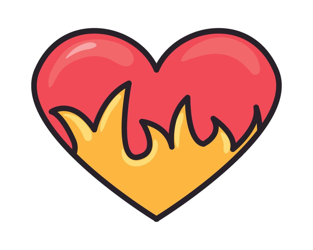 A heart with flames on it vector
