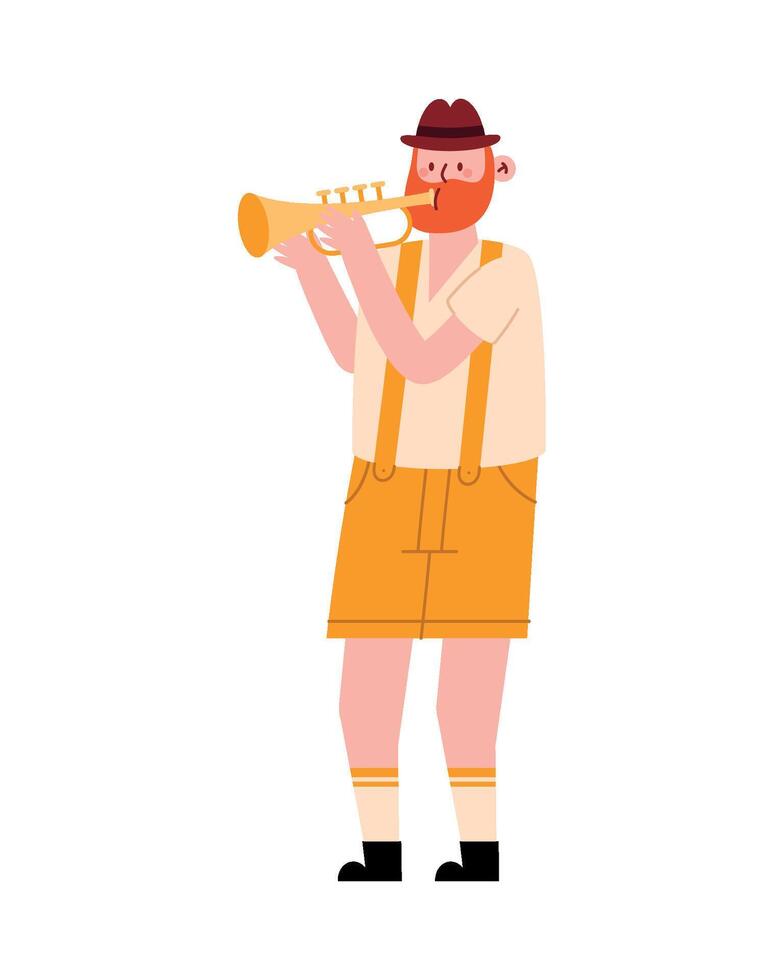 An illustration of a man playing a trumpet vector