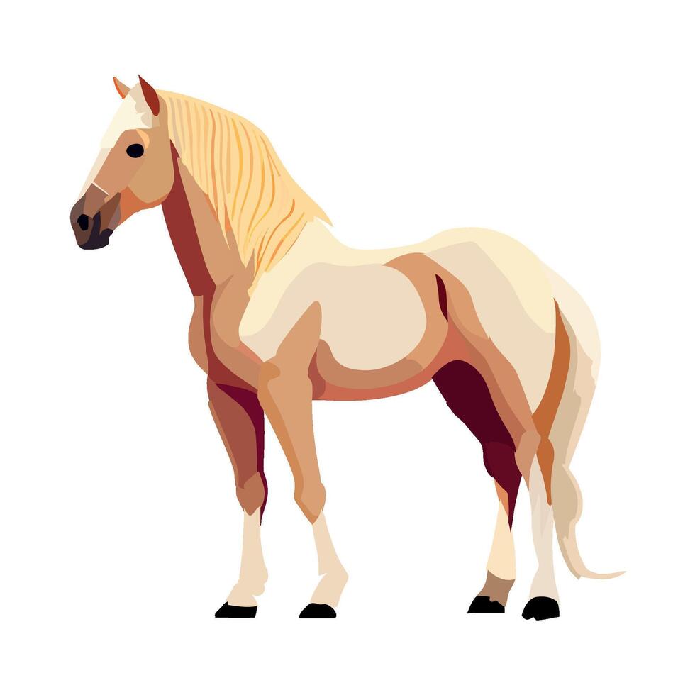 A horse with long hair standing on a white background vector