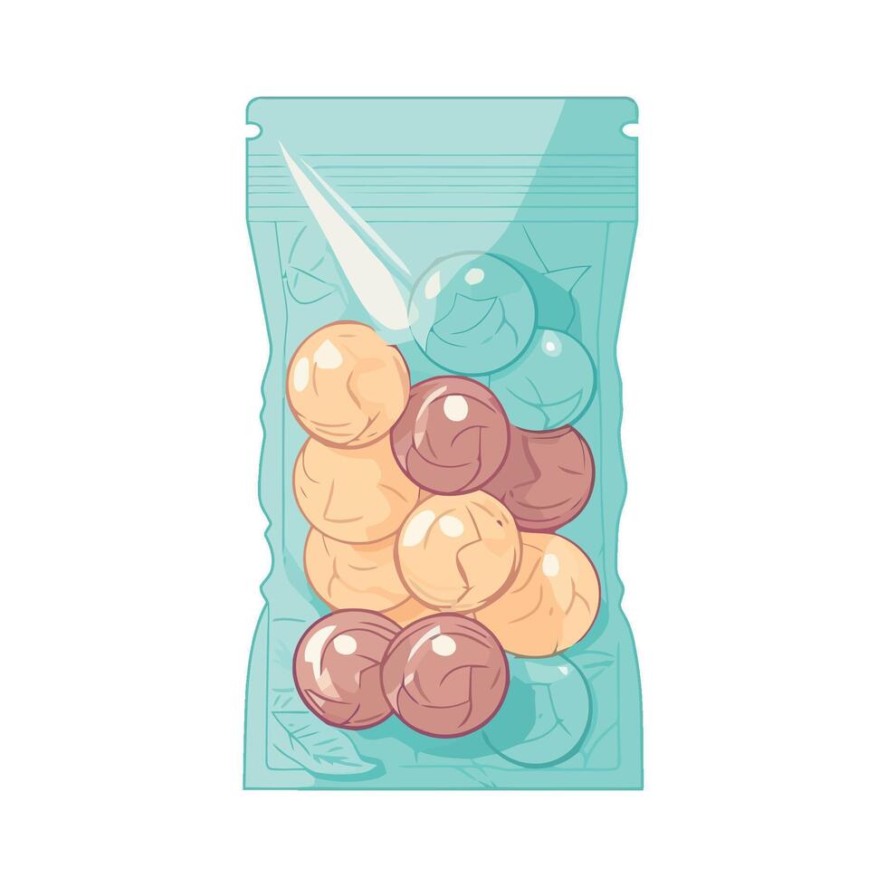 A bag of candy balls in a plastic bag vector