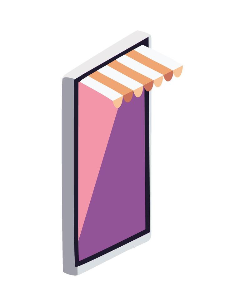 An illustration of a purple and pink awning on a phone vector