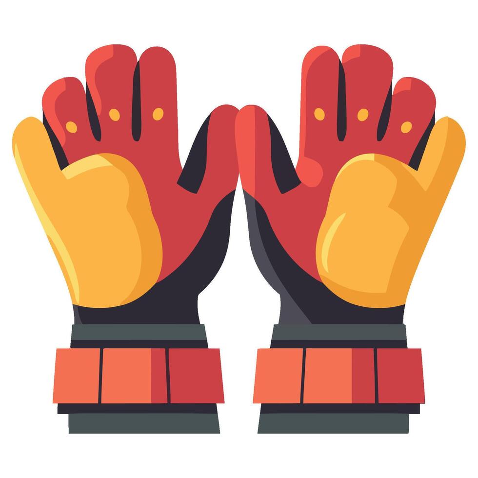 Two red and yellow gloves on a white background vector