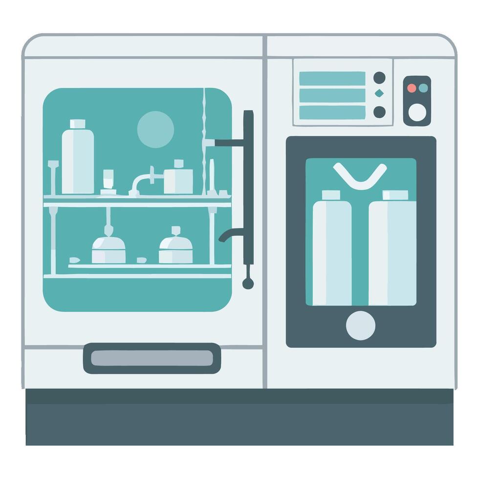 A refrigerator with bottles and other items inside vector