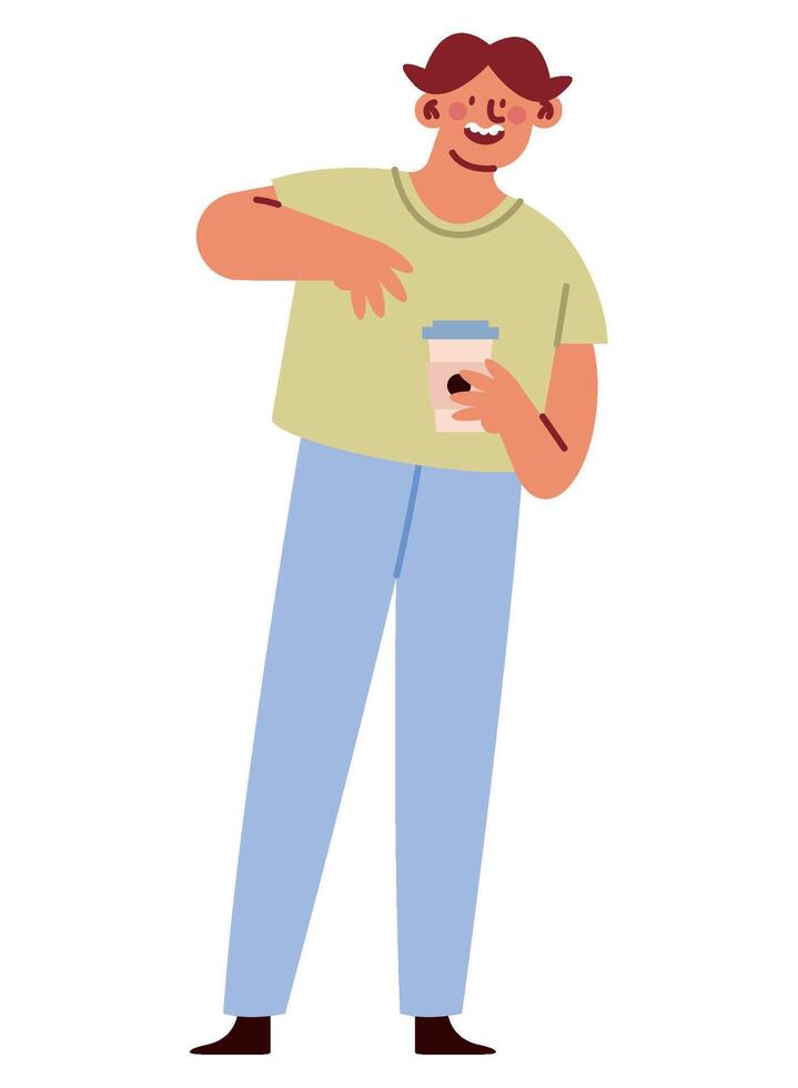 A man holding a cup of coffee vector