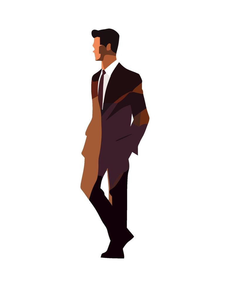 A man in a suit and tie is standing in front of a white background vector