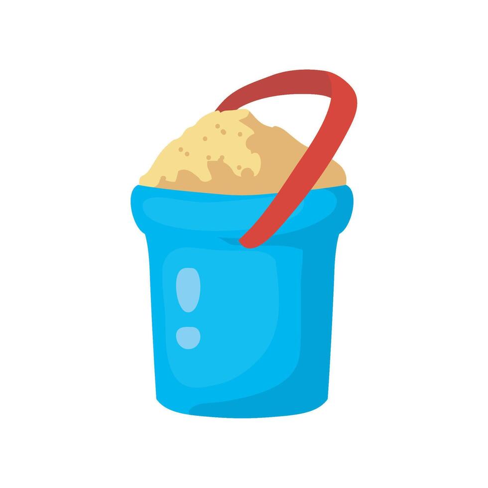 A blue bucket with sand in it vector