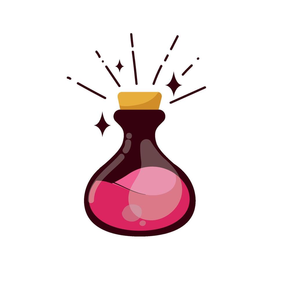 A bottle with pink liquid inside of it vector