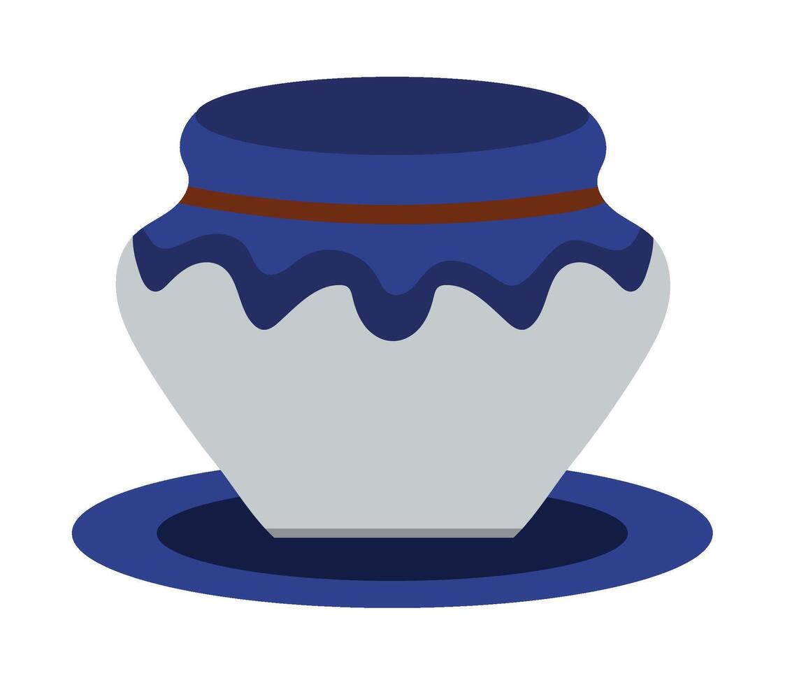 A blue pot with a lid on a saucer vector