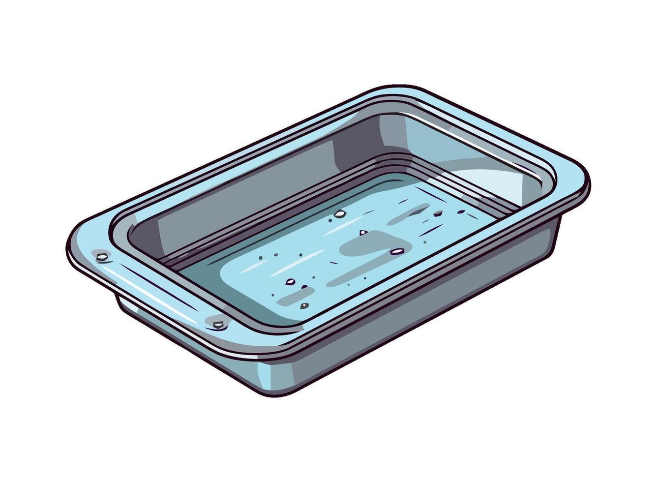 A blue plastic container with water in it vector