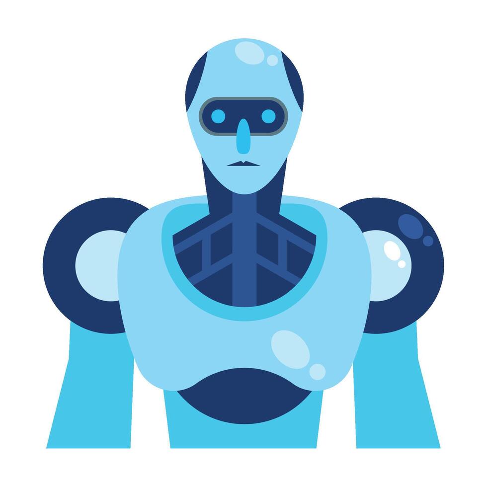 A robot with blue skin and glasses vector