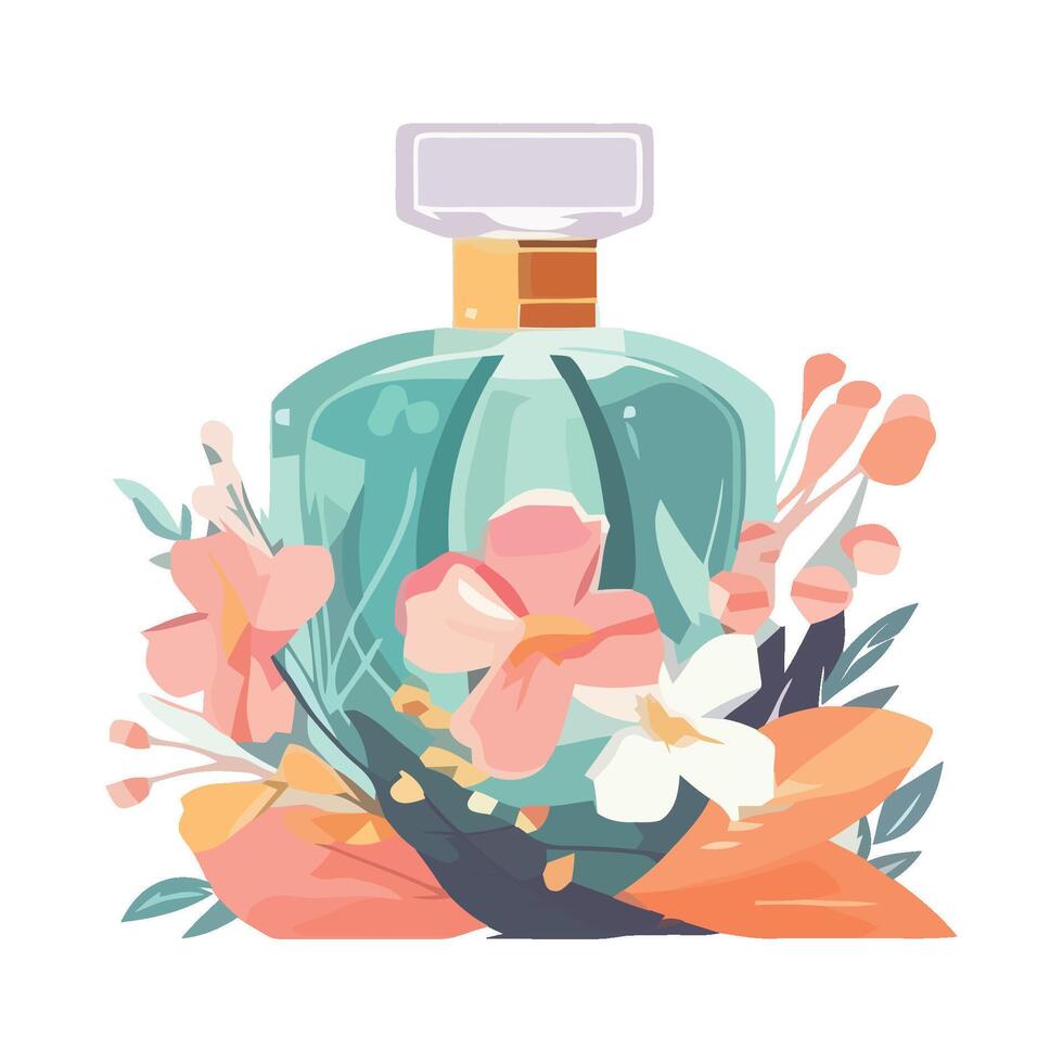 An illustration of perfume bottle with flowers vector