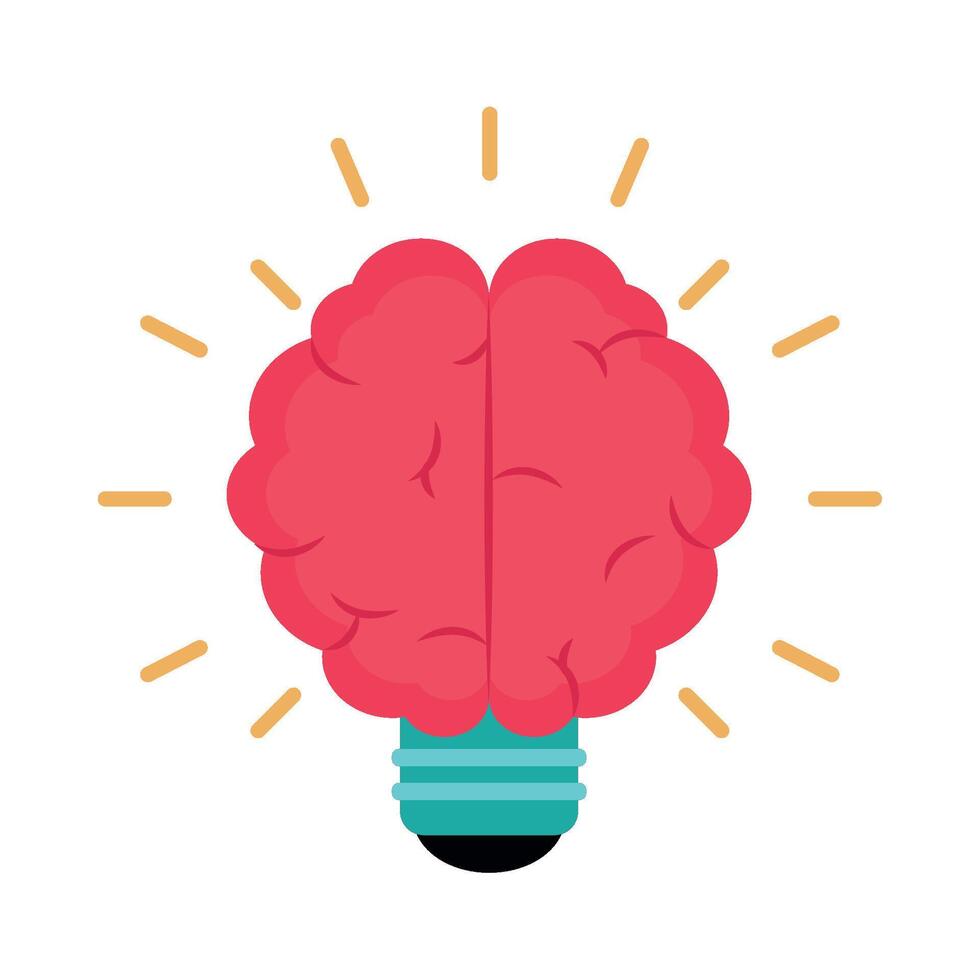 A light bulb with a brain inside vector