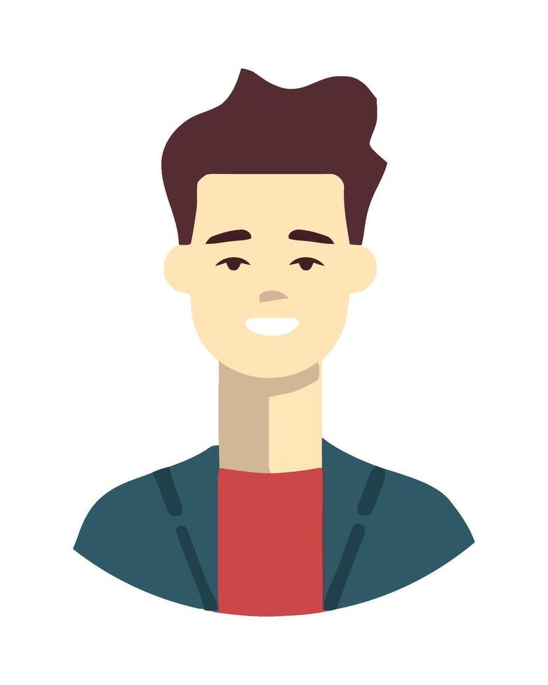 A man with a red shirt and blue jacket vector