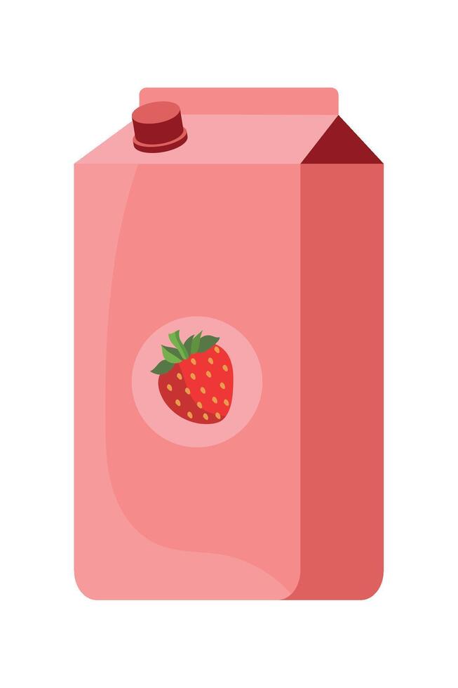 A strawberry juice carton on a white background vector