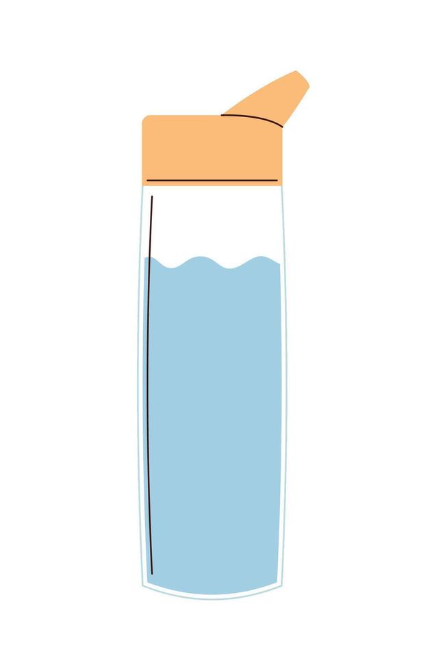 Water bottle with lid and straw illustration vector