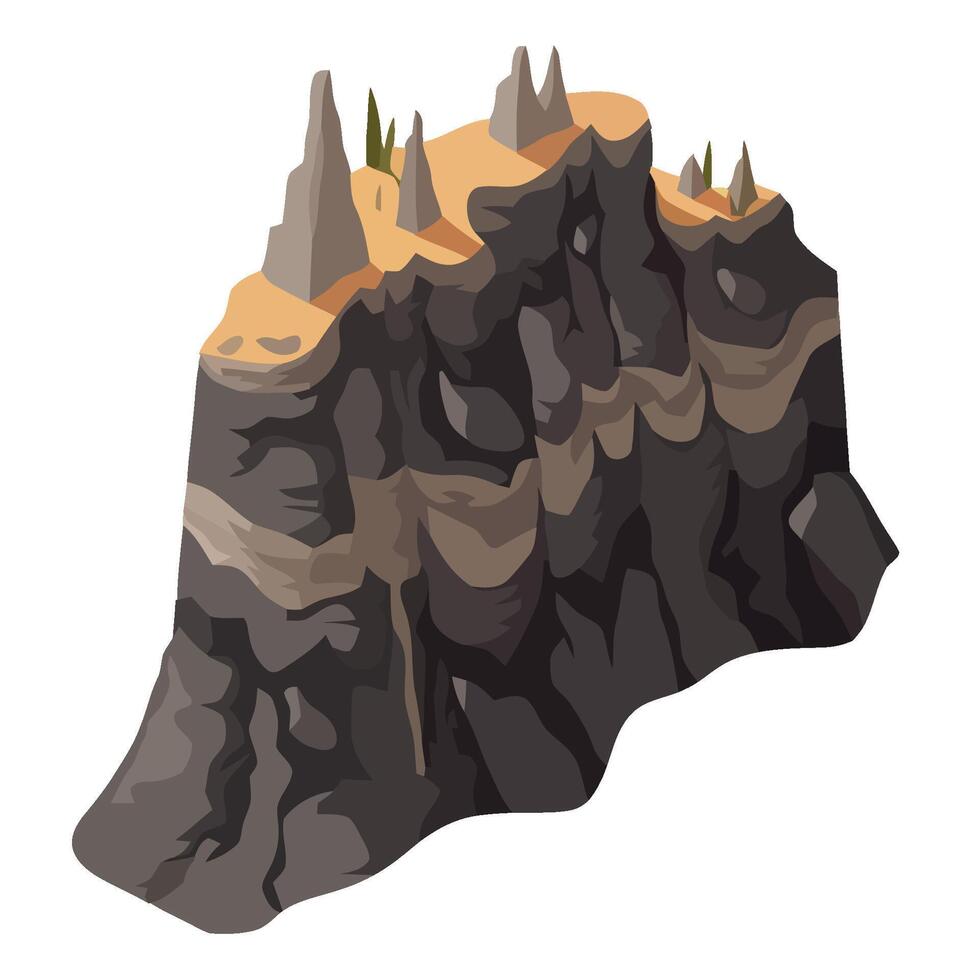 An illustration of a mountain with a rock formation vector