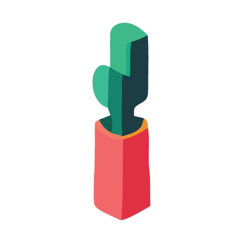 A cactus plant in a pot on a white background vector