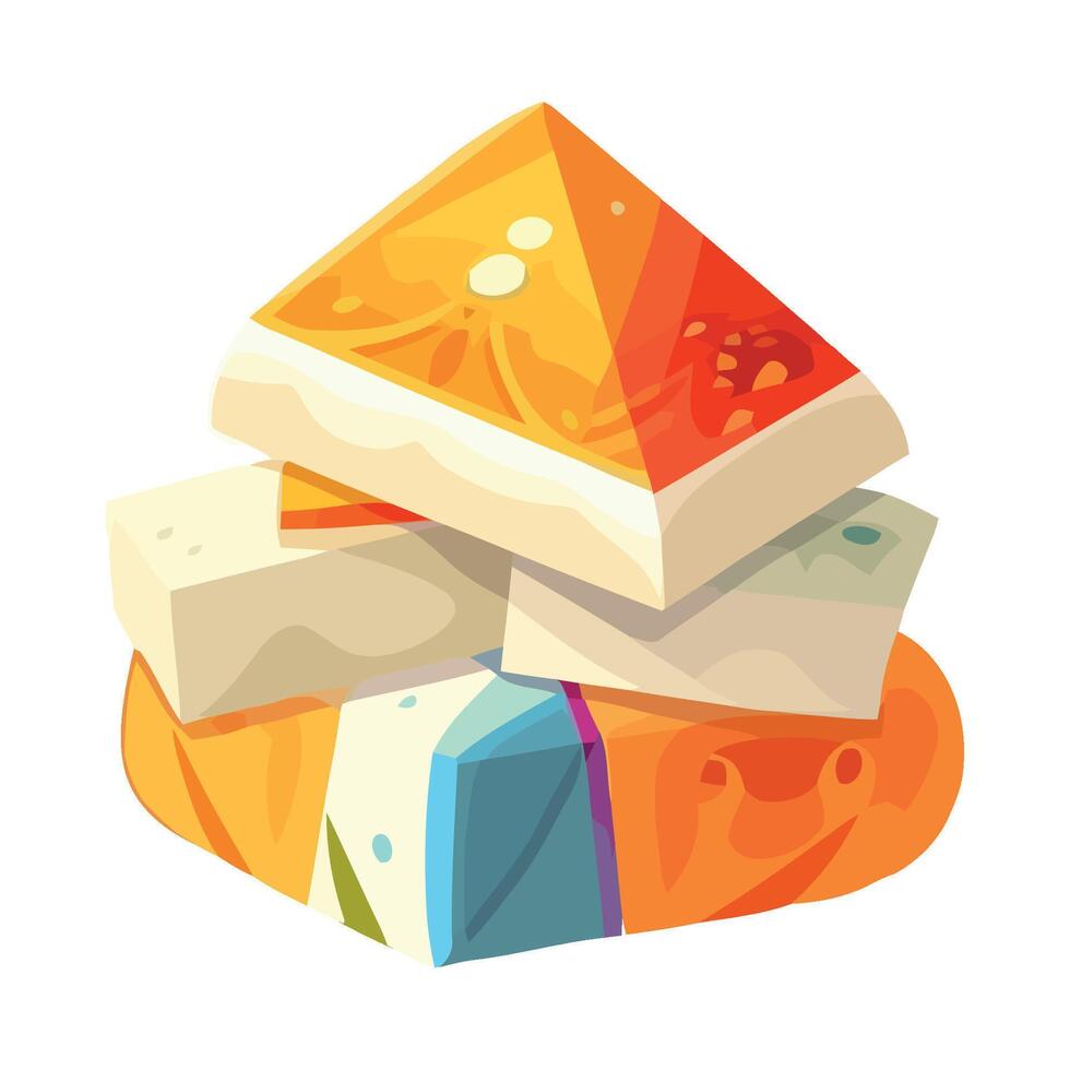 A stack of cubes with a triangle on top vector