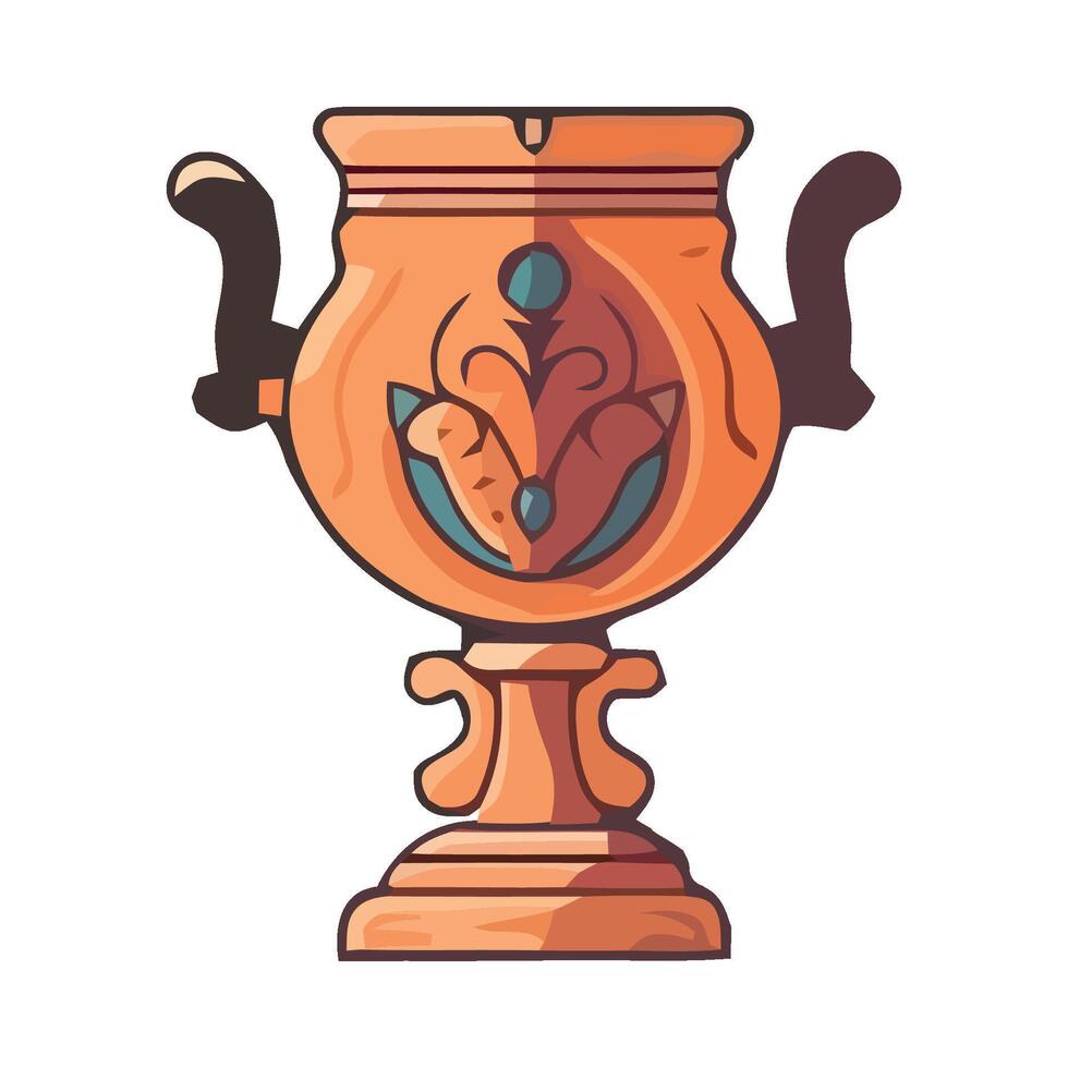 An old style urn with a handle on top vector
