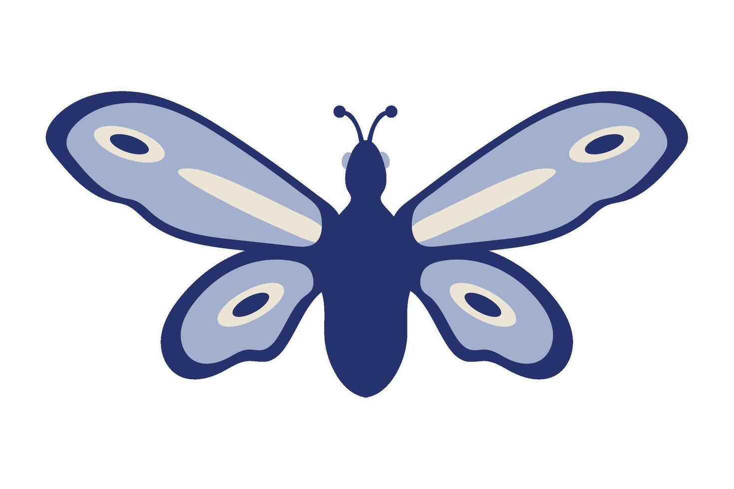 A blue butterfly with white wings on a white background vector