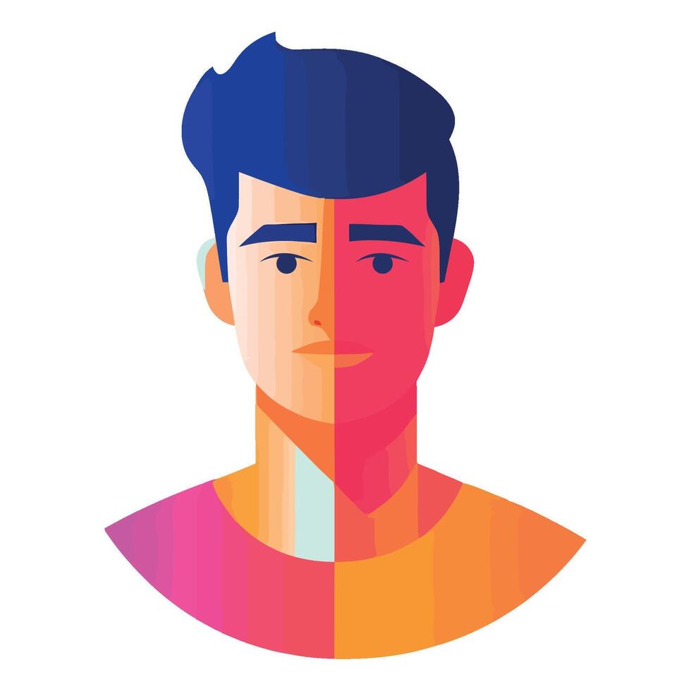 A man with a colorful shirt and blue hair vector