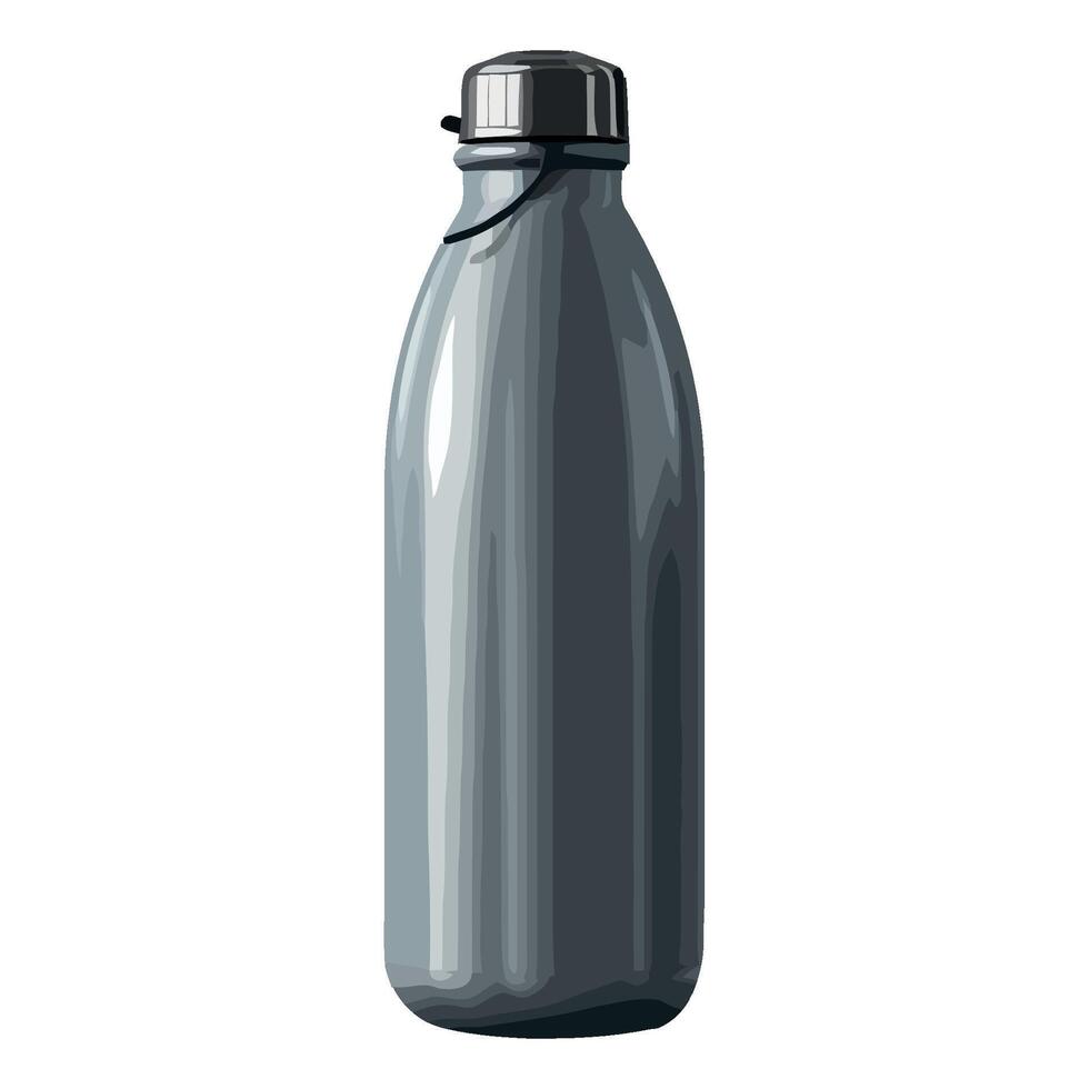 A black and gray water bottle on a white background vector