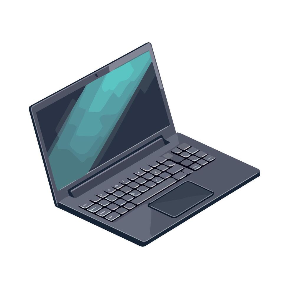 A laptop computer with a blue screen on it vector