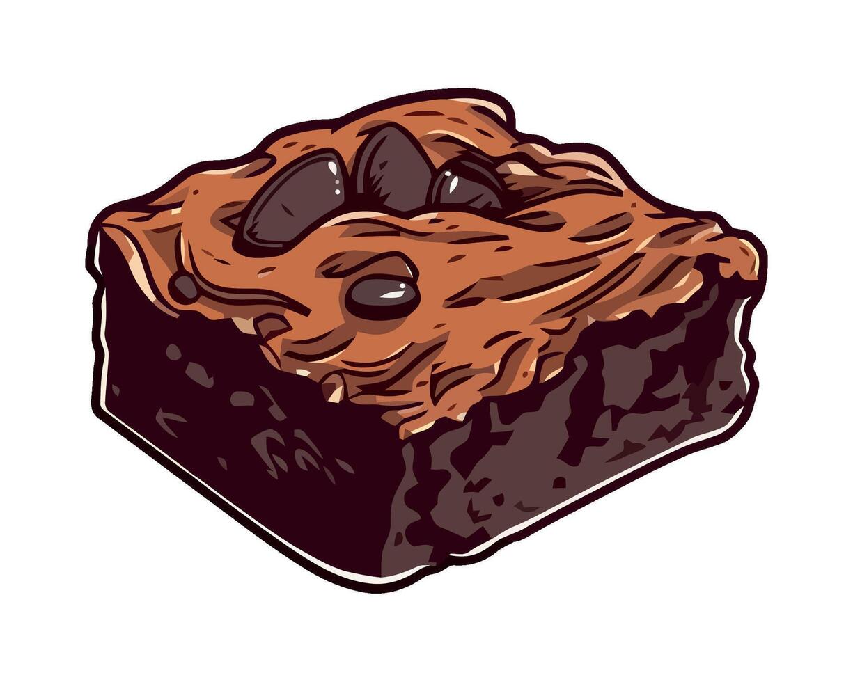 A piece of chocolate brownie on a white background vector