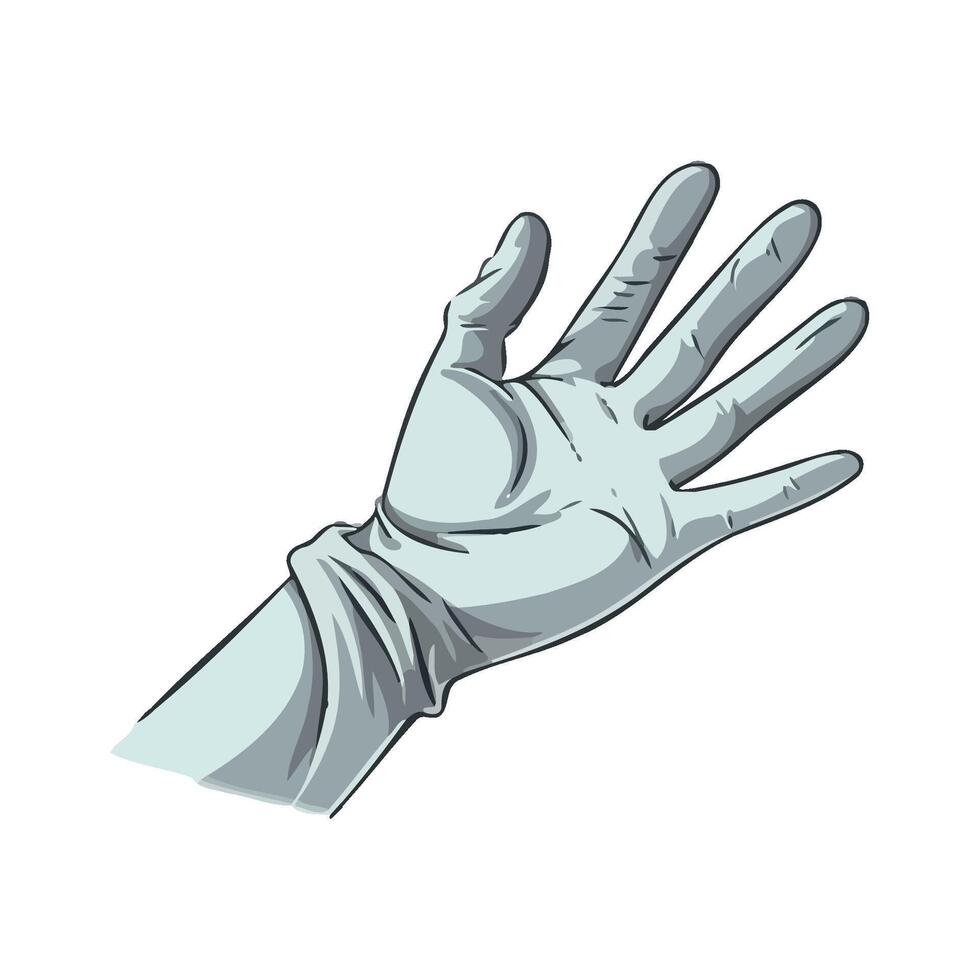 A hand in a glove is shown in a white background vector