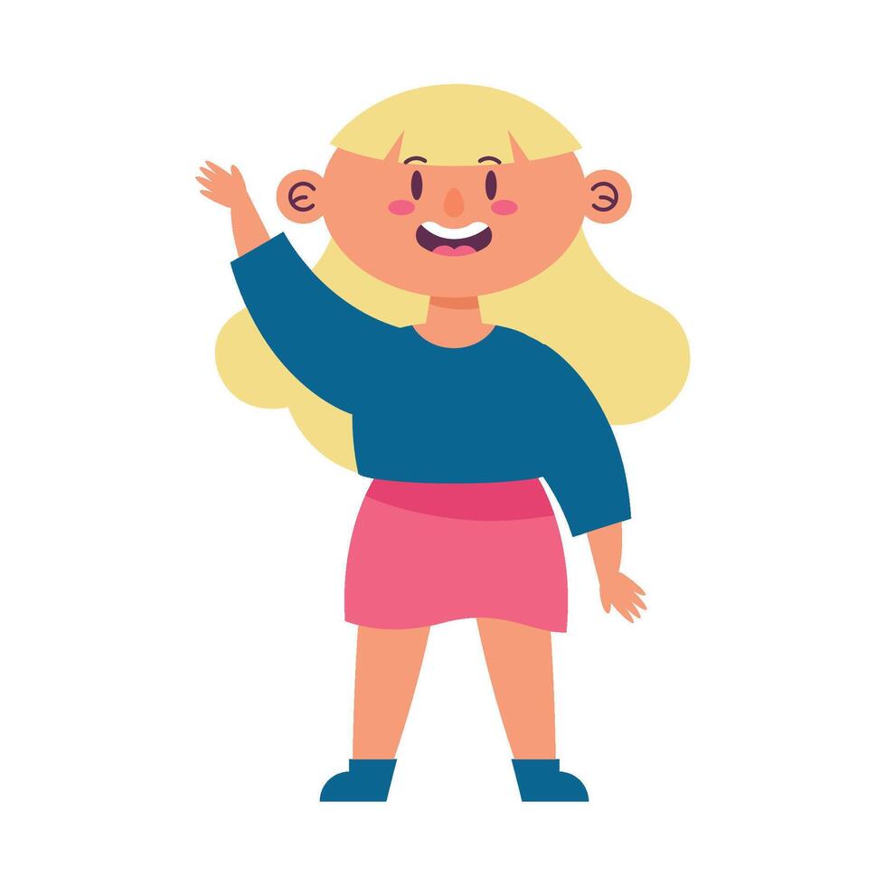 A cartoon girl waving her hands up vector