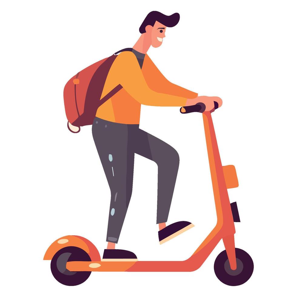 A man riding an electric scooter vector