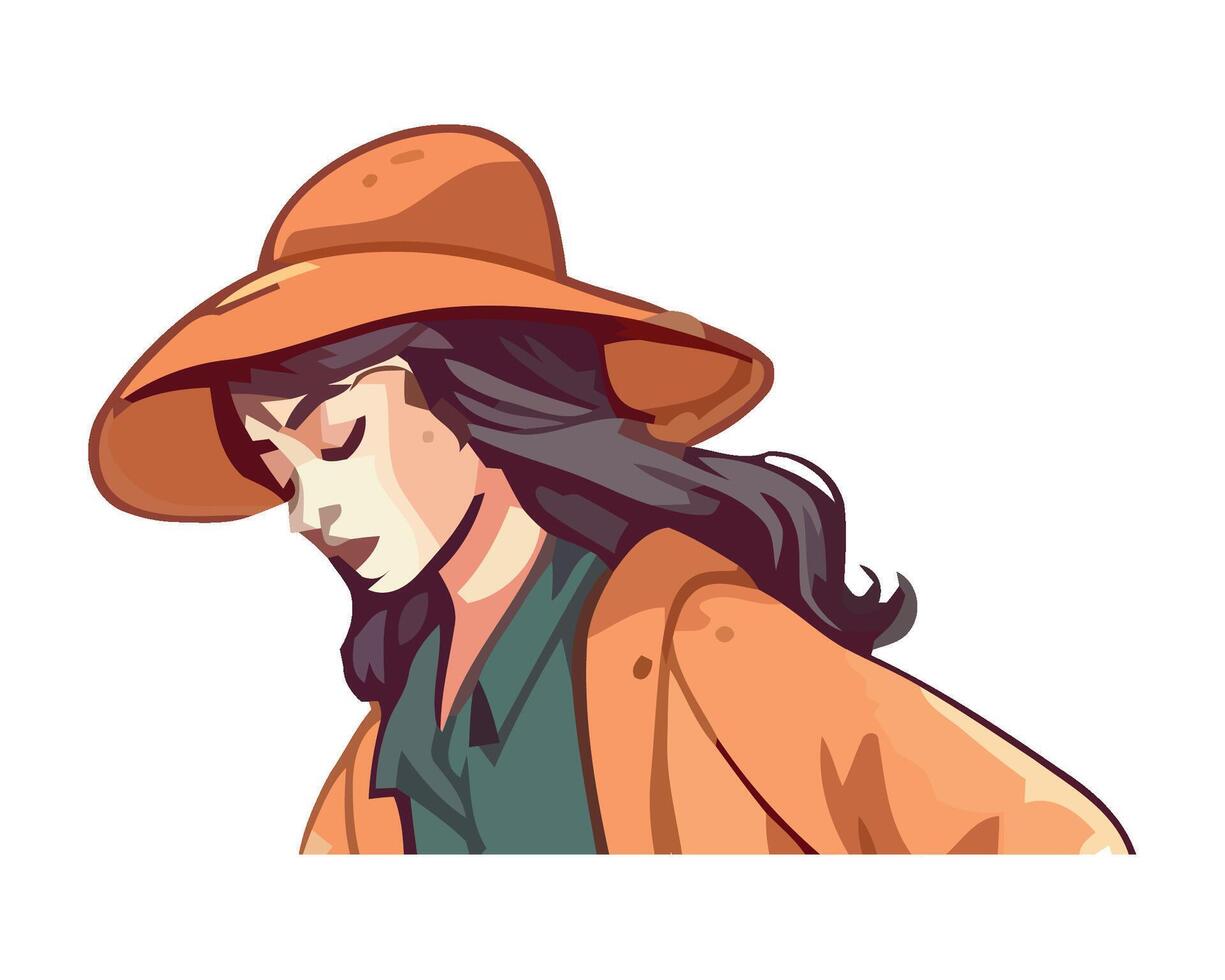 A cartoon woman wearing an orange hat vector