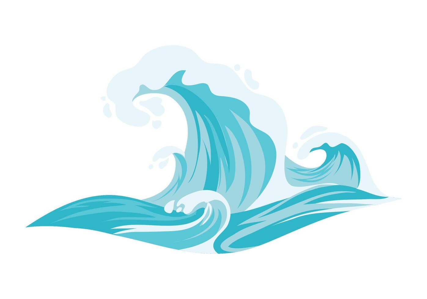 A blue wave with a white wave in the background vector