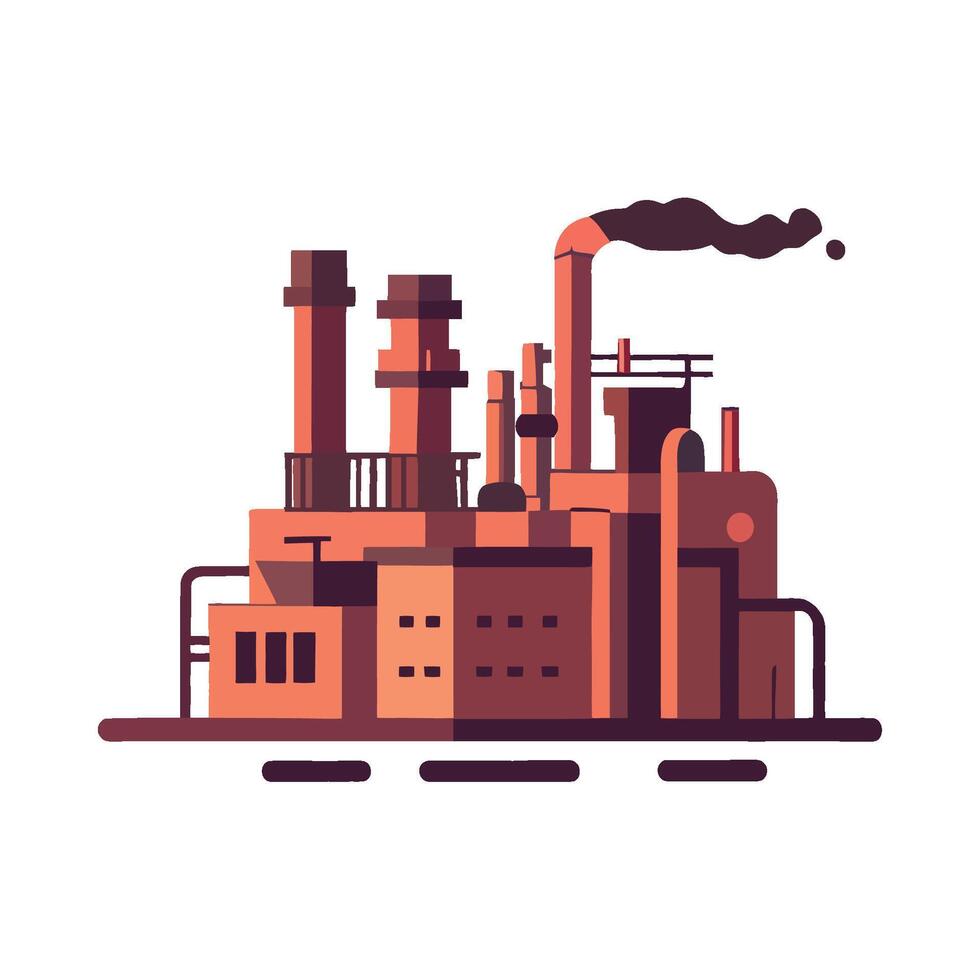 An illustration of a factory with smoke coming out of the chimney vector