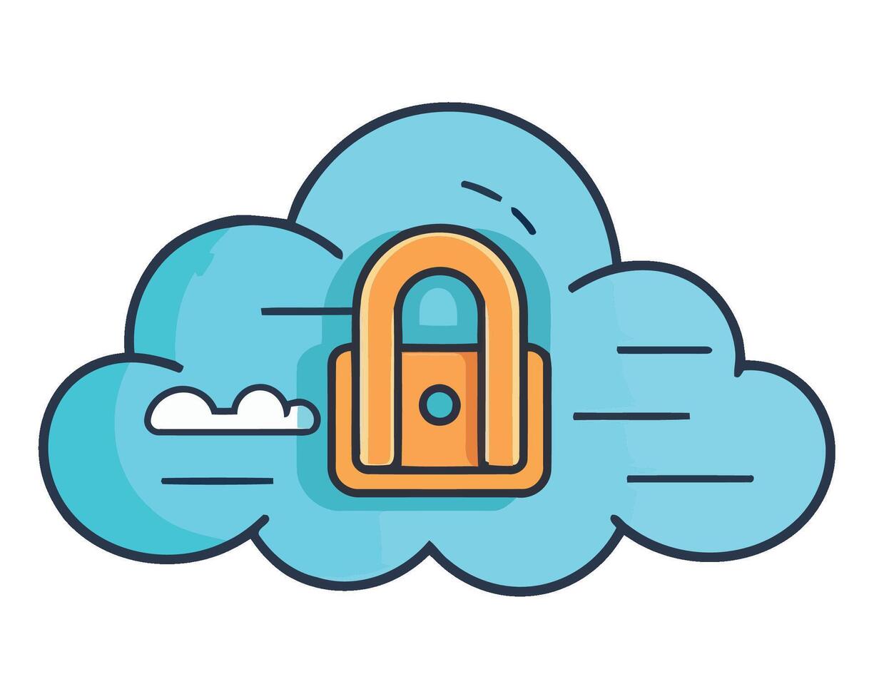 Cloud security icon with padlock and cloud vector