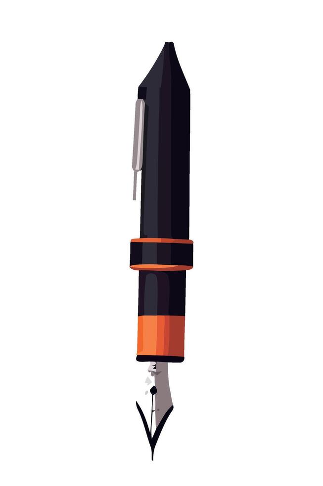 A fountain pen with a black and orange tip vector